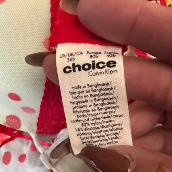 Calvin Klein Choice Red and White Polka Dot Bra and Panty Set 36b panty Sz M - Picture 2 of 8